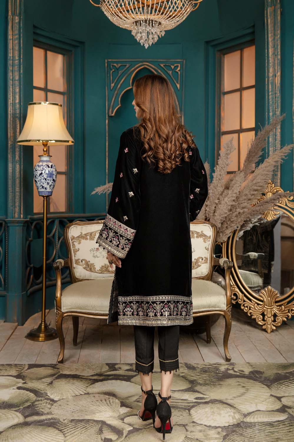 Piled - Stitched Embroidered Velvet 2PC - Image 2
