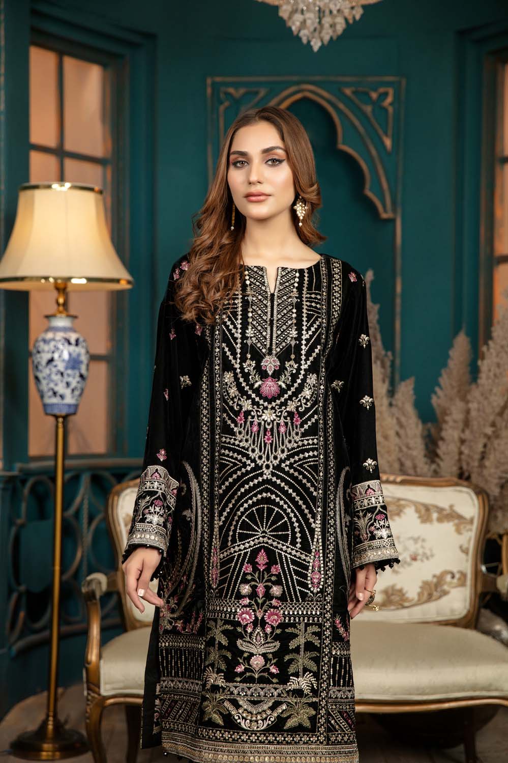 Piled - Stitched Embroidered Velvet 2PC - Image 7
