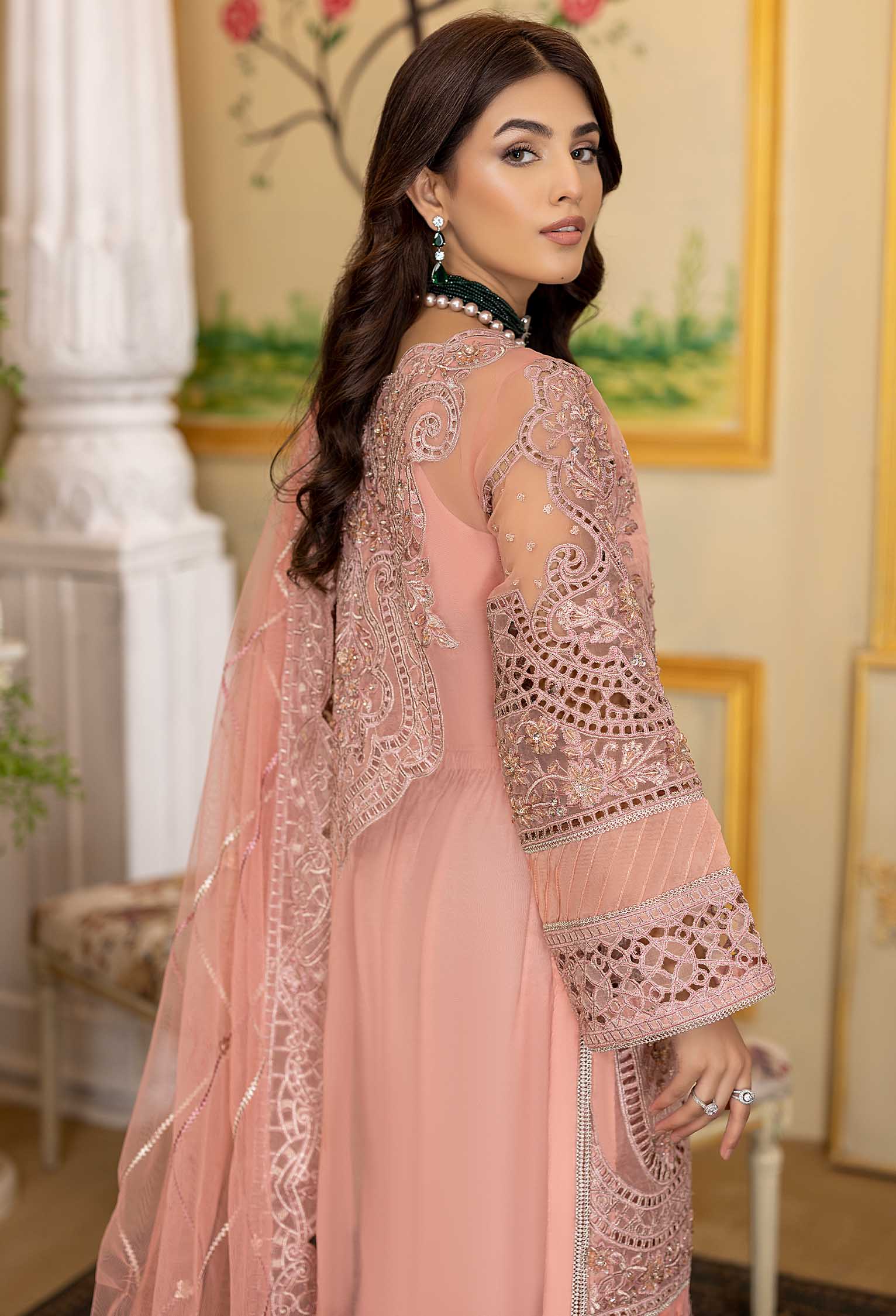 Pink Rosea - Embroidered Organza - Image 2