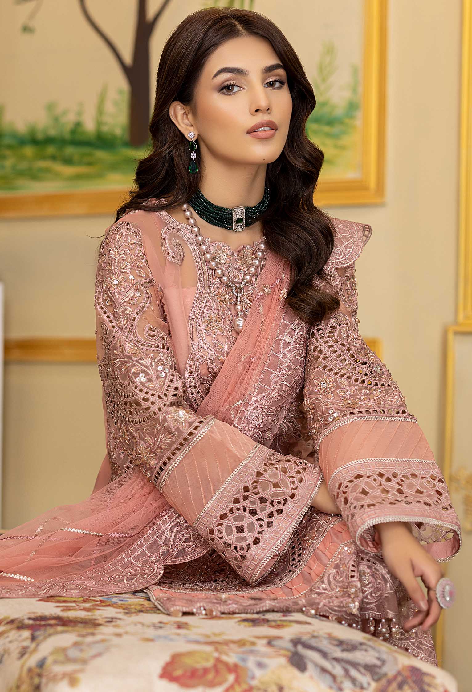 Pink Rosea - Embroidered Organza - Image 5