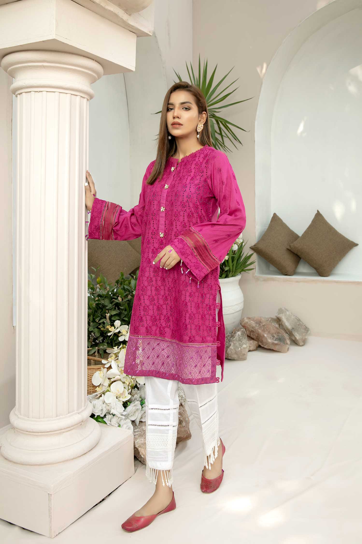 Pink Winsome - Embroidered Schiflli Lawn Stitched - Image 2