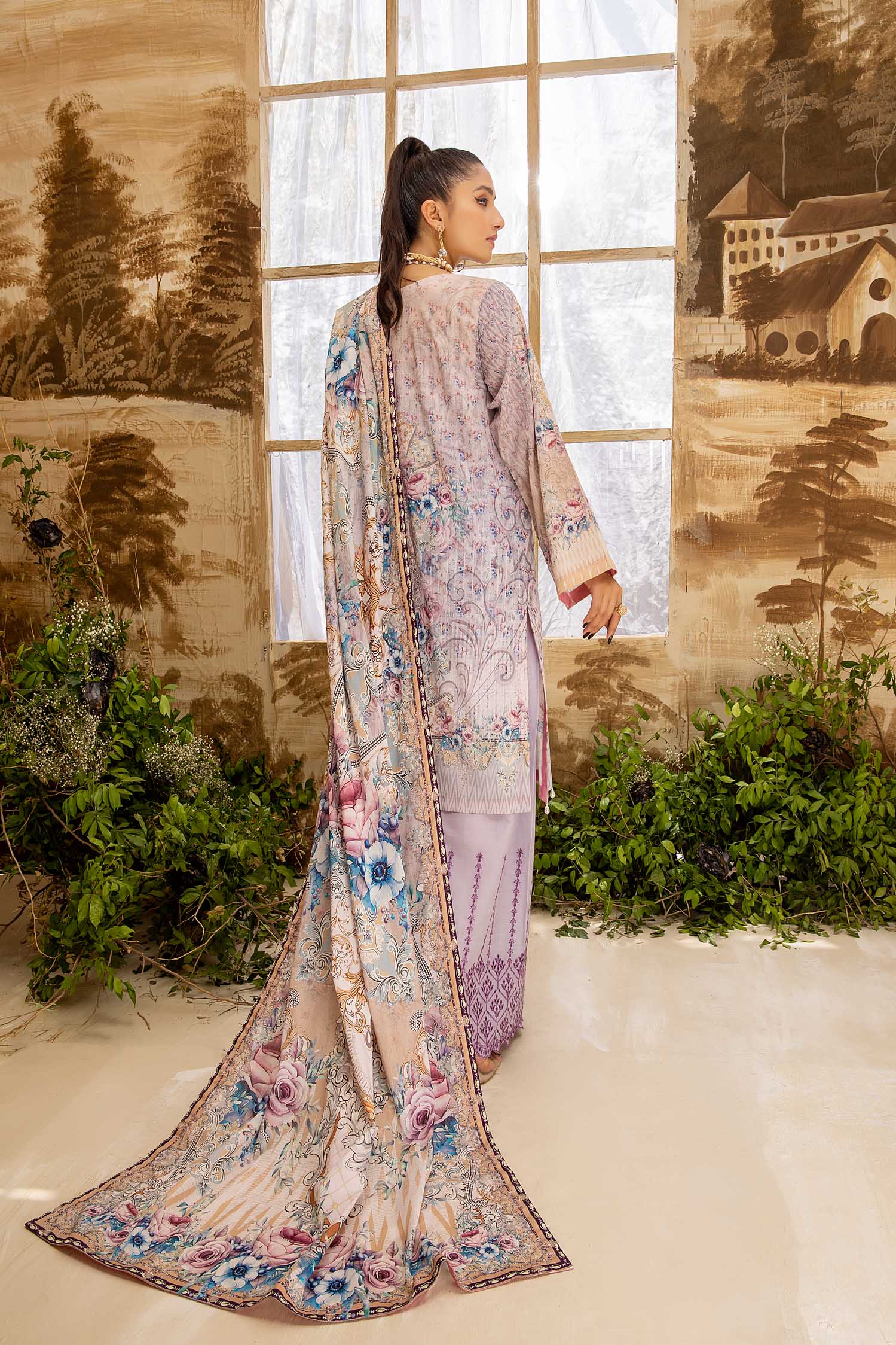 Pinkish Firm - Digital Printed And Embroidered Lawn 3PC - Image 3