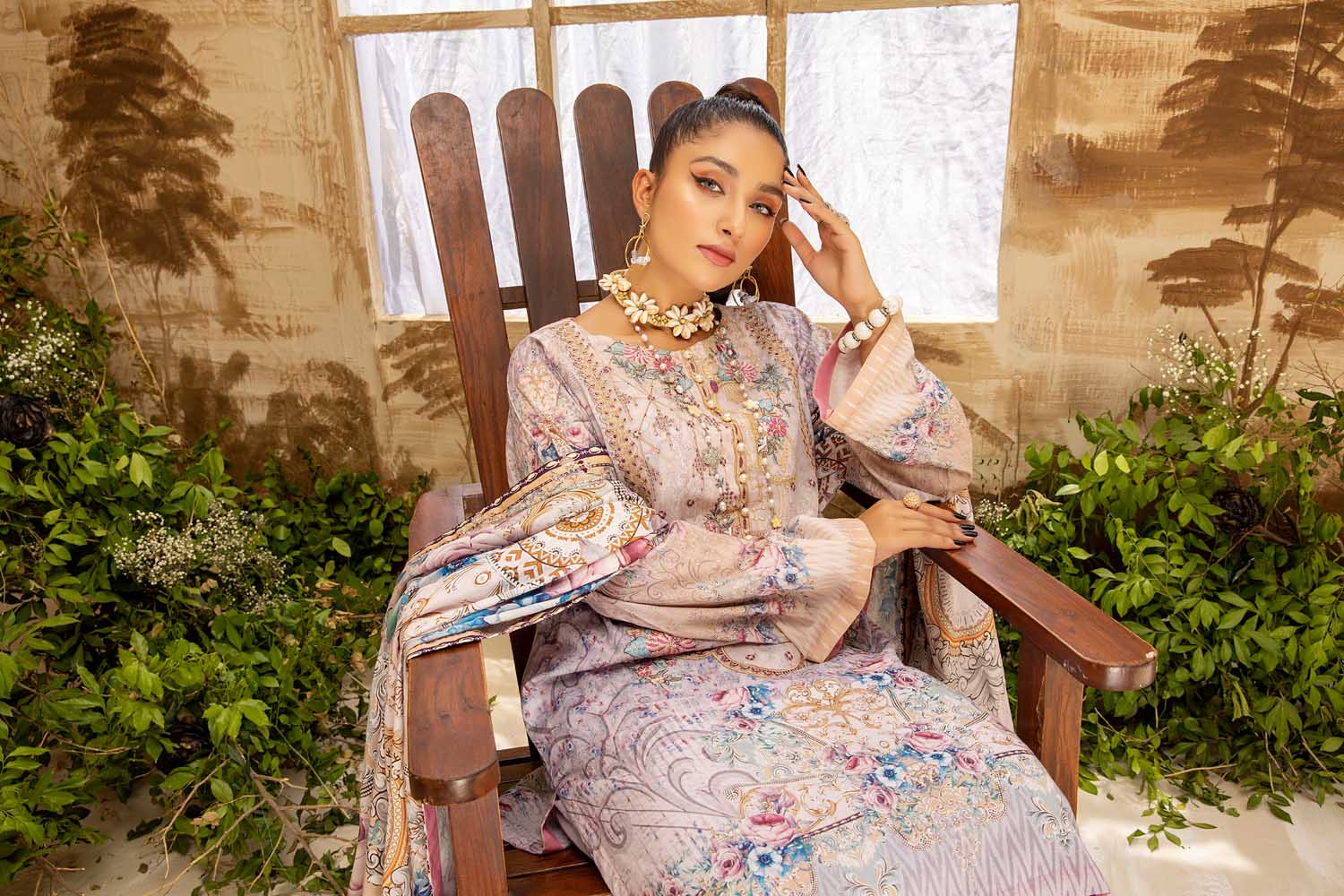 Pinkish Firm - Digital Printed And Embroidered Lawn 3PC - Image 5