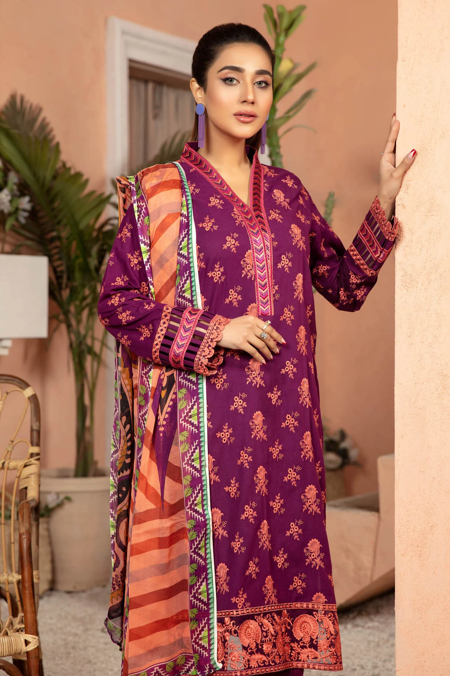 Pompadour - Embroidered Lawn Stitched 3PC - Image 3