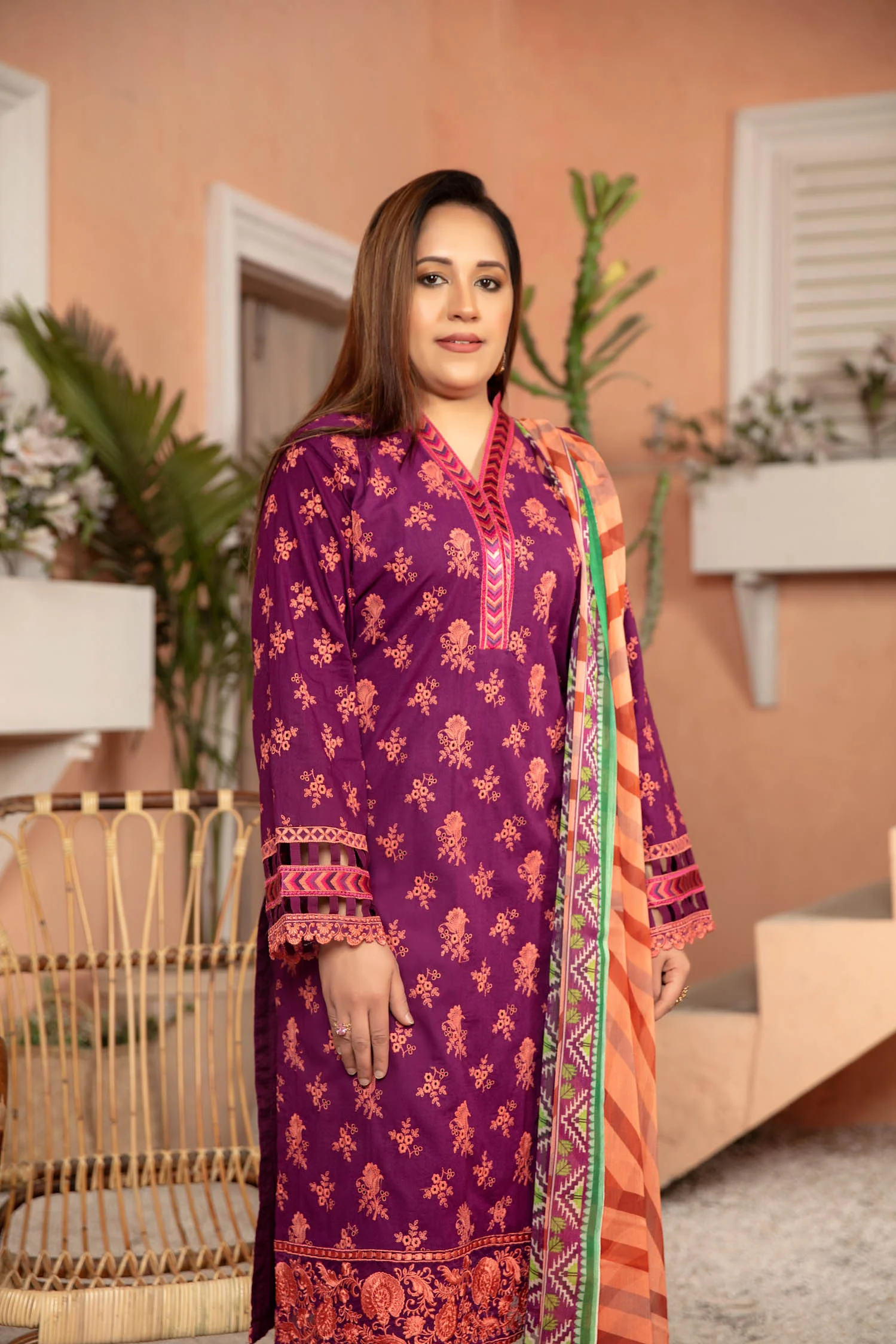 Pompadour - Embroidered Lawn Stitched 3PC - Image 4