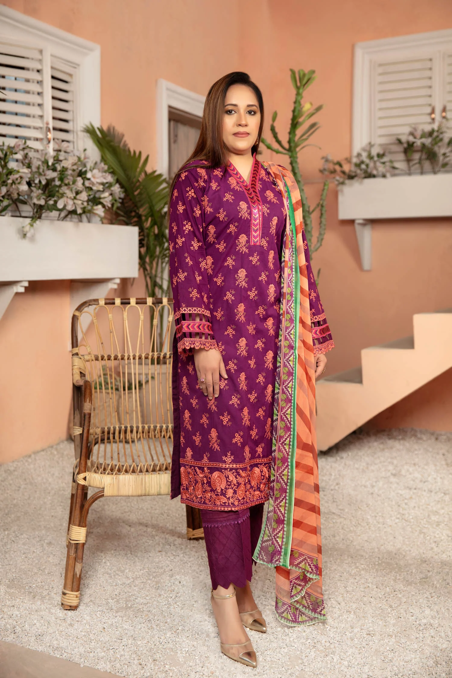 Pompadour - Embroidered Lawn Stitched 3PC - Image 5