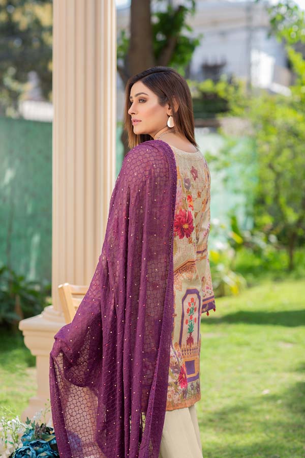 PRIMROSE – DIGITAL PRINTED LAWN 3 piece (UNSTITCH) - Image 4
