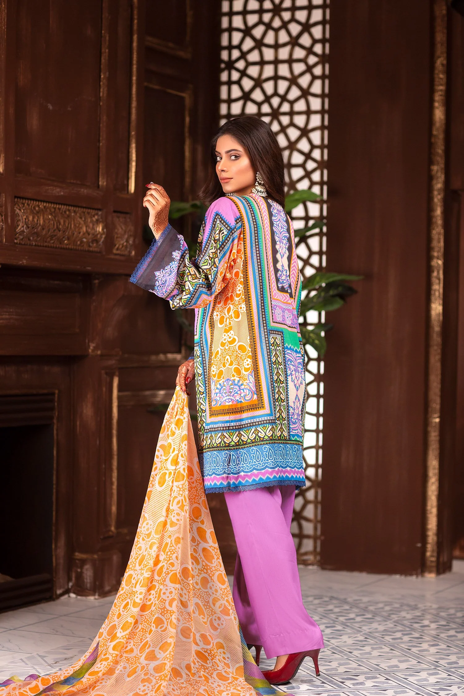 Purlin - Digital Printed & Embroidered Lawn Unstitch - Image 2