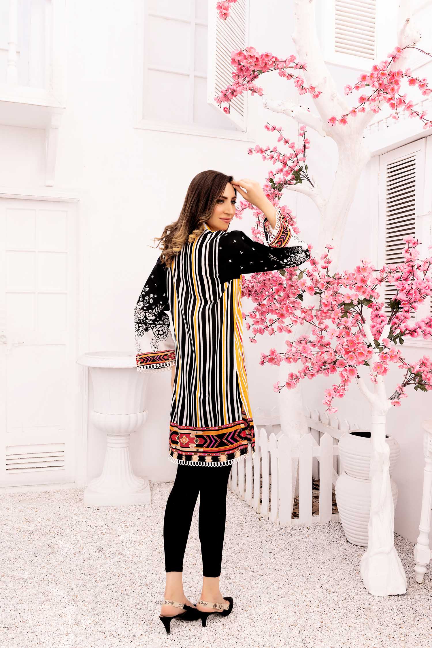 Quart Lines - Digital Printed Stitched Lawn Kurti - Image 2
