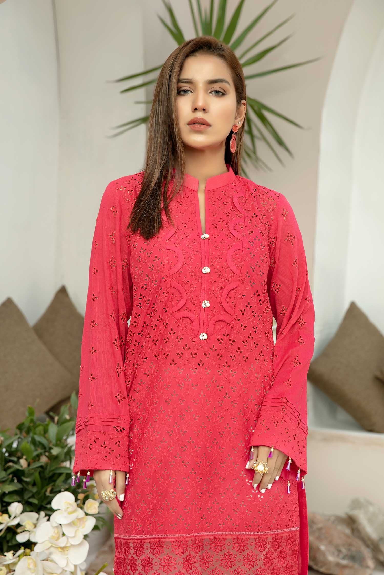 Raspberry - Embroidered Schiflli Lawn Stitched - Image 2