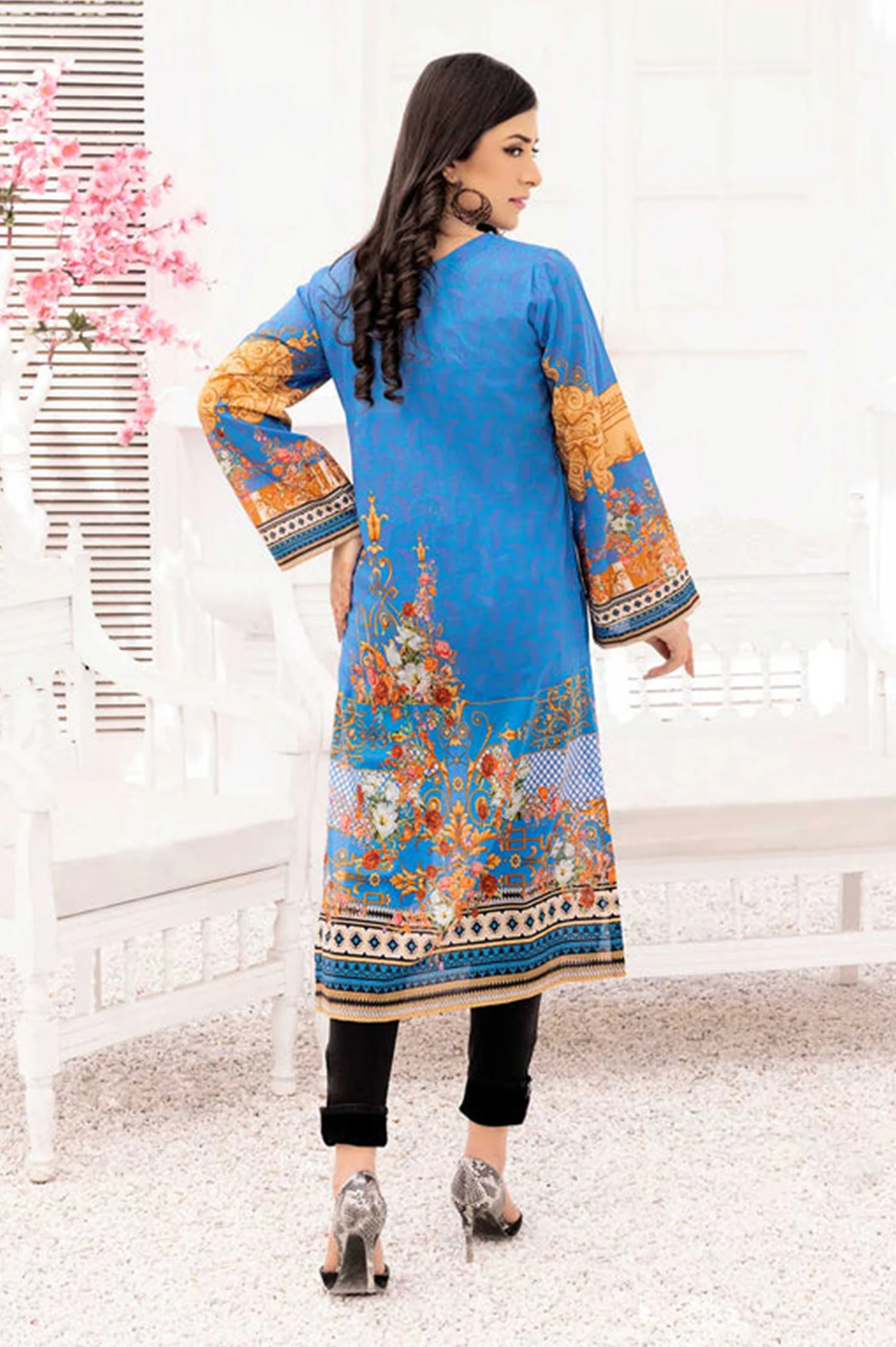Raziel Blue - Digital Printed Stitched Lawn Kurti - Image 2