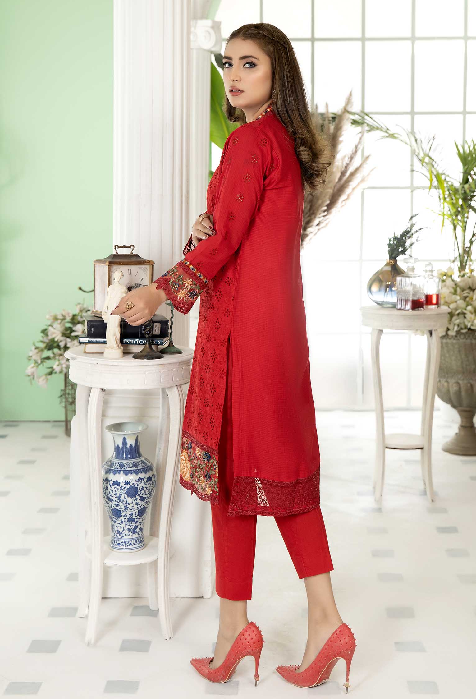 Razzle Berry - Embroidered Stitch Chikankari Shirt - Image 2