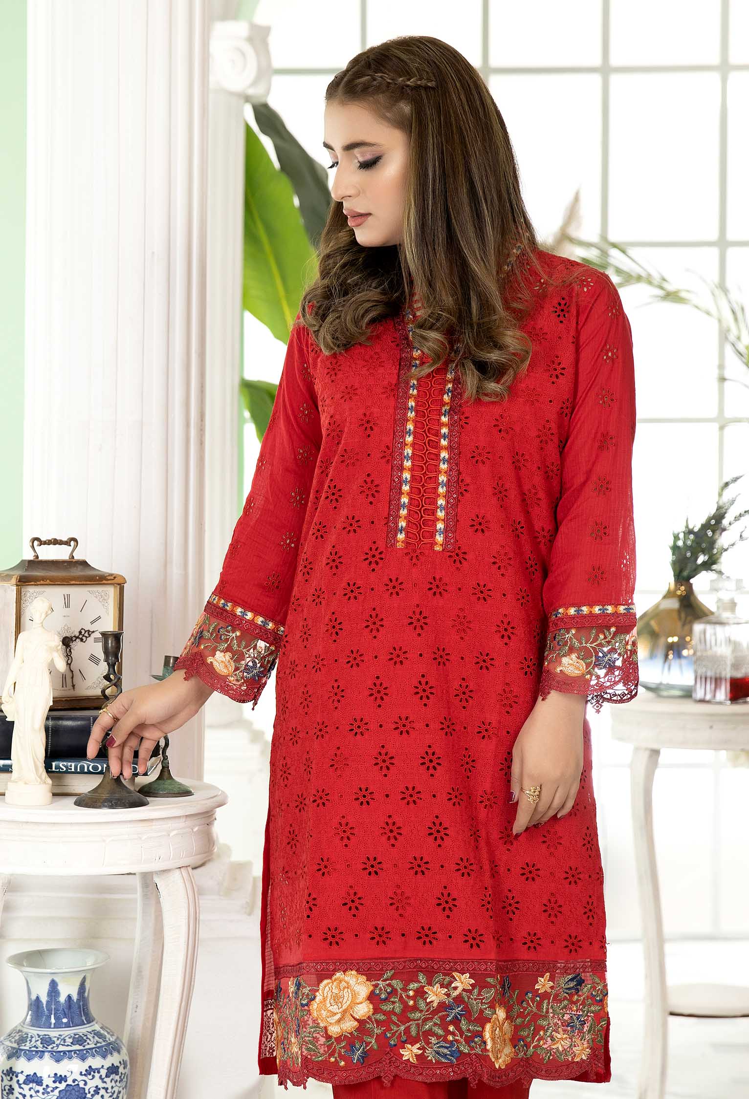 Razzle Berry - Embroidered Stitch Chikankari Shirt - Image 3