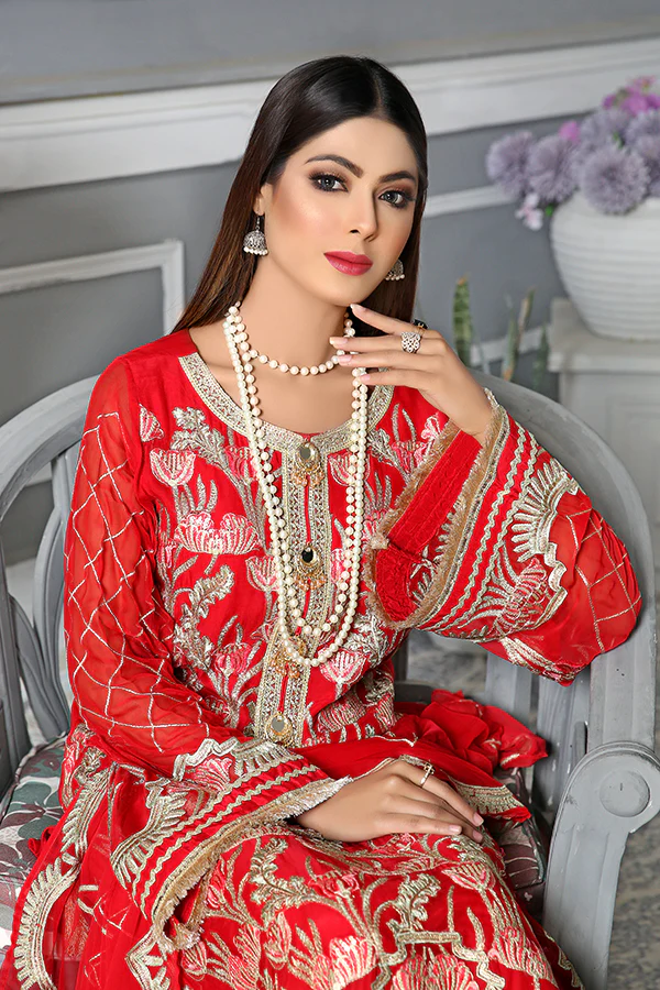 Carnelian - Luxury Desire Embroidered Chiffon 3PC - Image 4