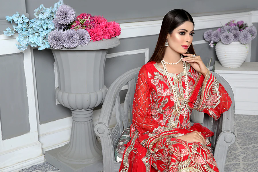 Carnelian - Luxury Desire Embroidered Chiffon 3PC - Image 5