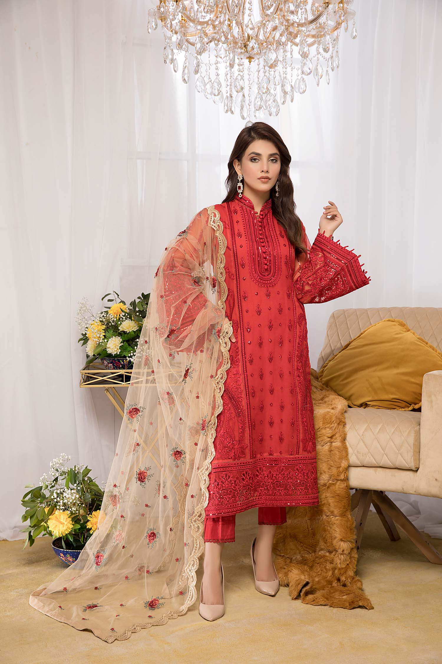 Red Coral - Luxury Pret 4PC - Image 3