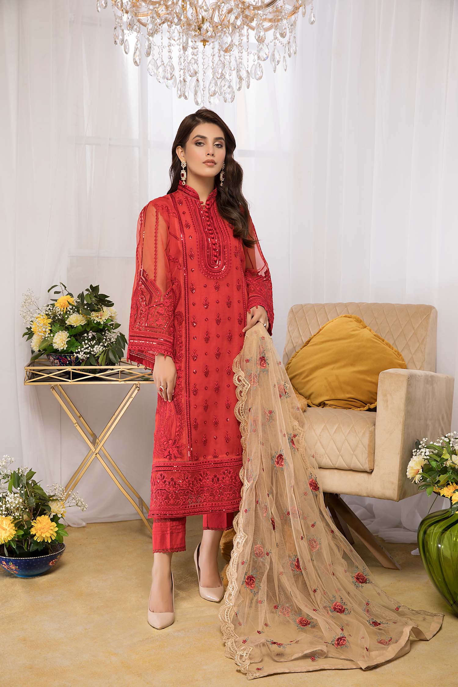 Red Coral - Luxury Pret 4PC - Image 4