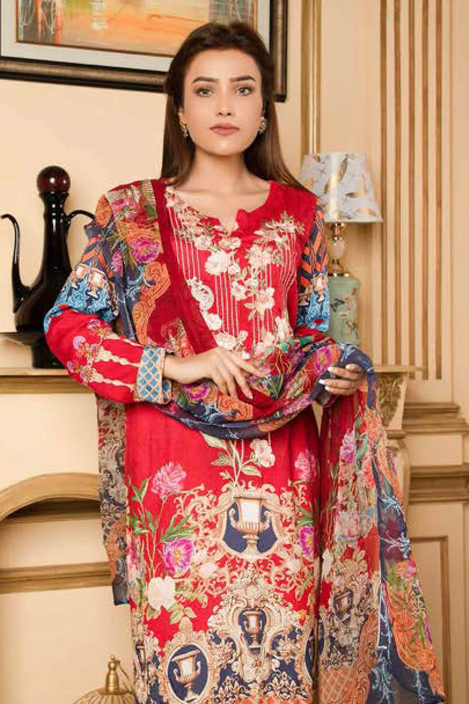 Redim - Digital Printed and Embroidered Linen 3PC - Image 3
