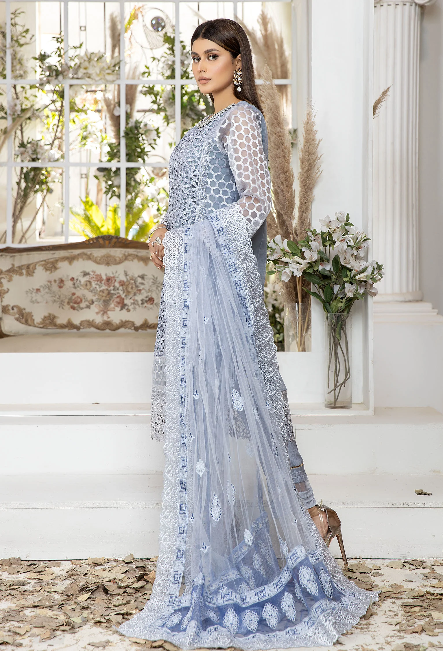 Regent Grey - Embroidered Organza Pret - Image 2