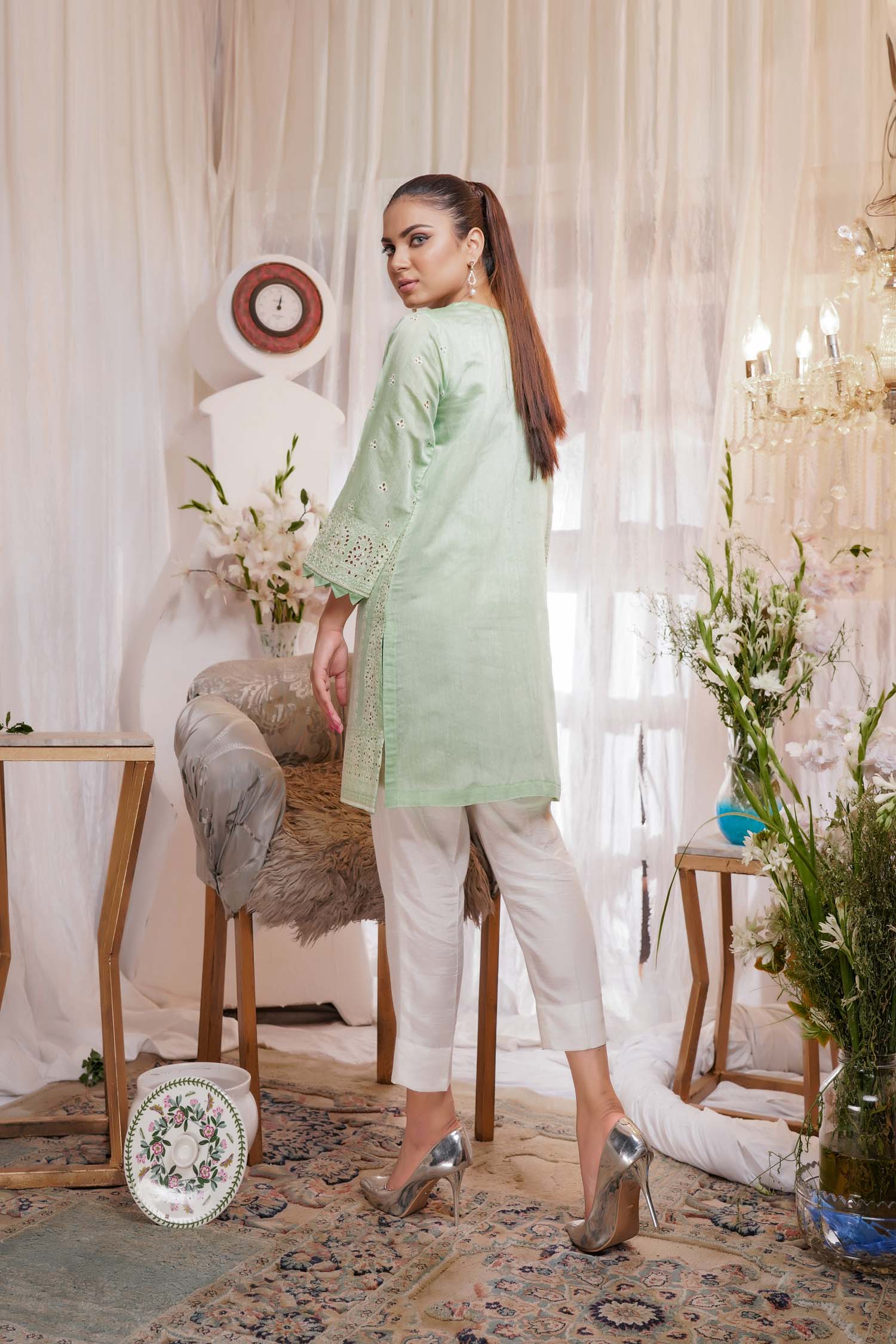 Roguish - Embroidered Paper Silk Stitch Kurti - Image 2