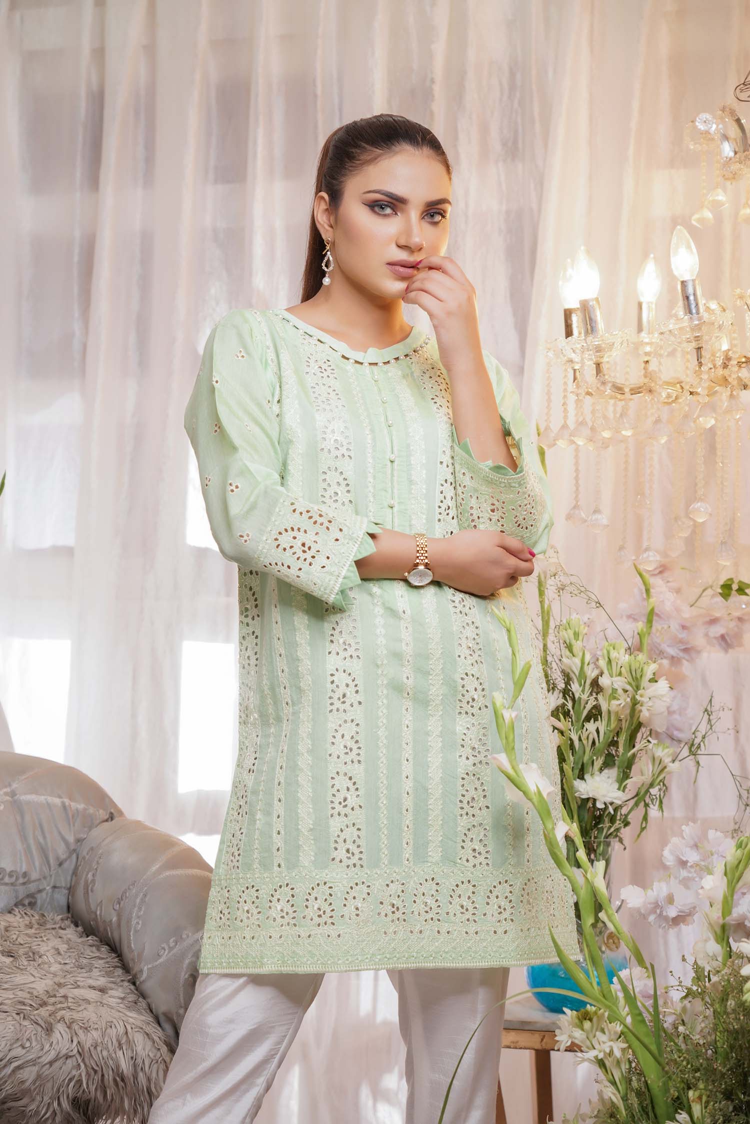 Roguish - Embroidered Paper Silk Stitch Kurti - Image 3