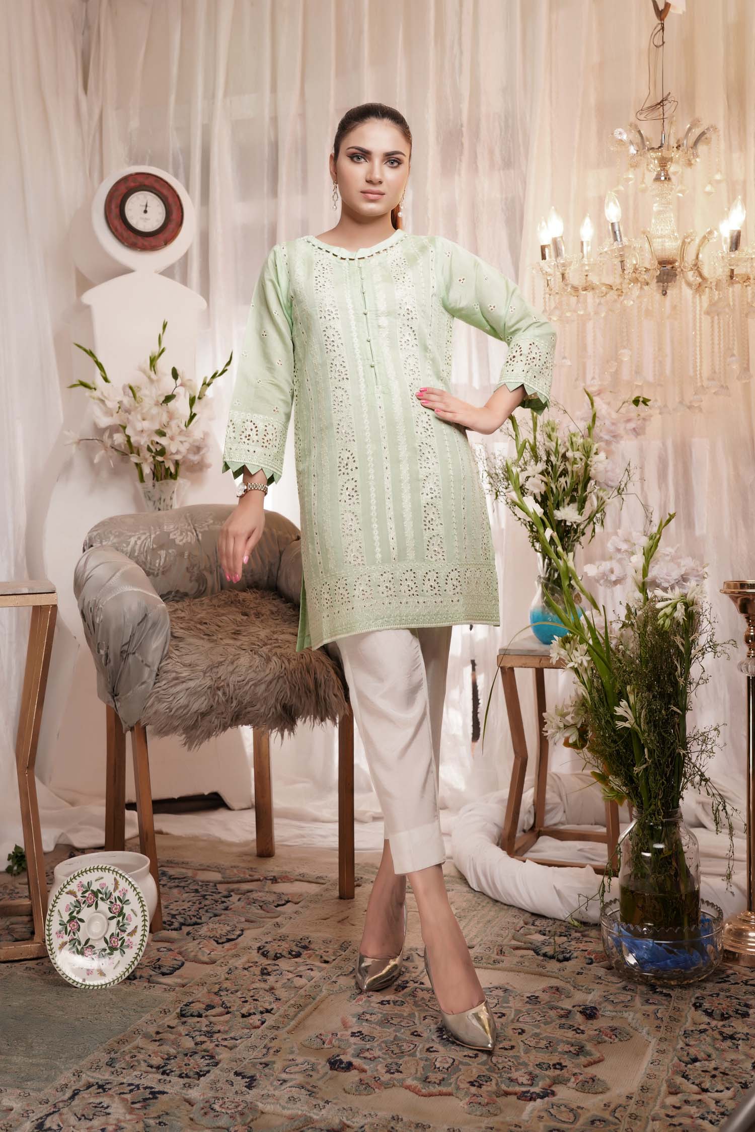 Roguish - Embroidered Paper Silk Stitch Kurti - Image 4