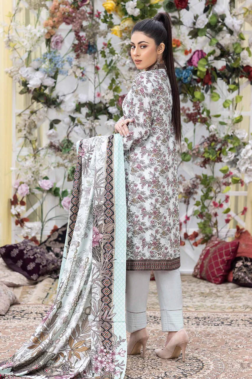 Rose Quartz - Stitched Digital Printed Linen 3PC - Image 2