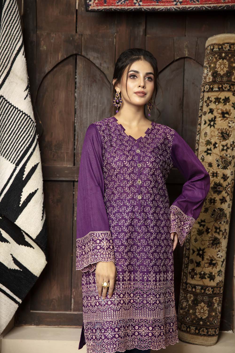 Rouge - Embroidered Chikankari Stitched Kurti - Image 3