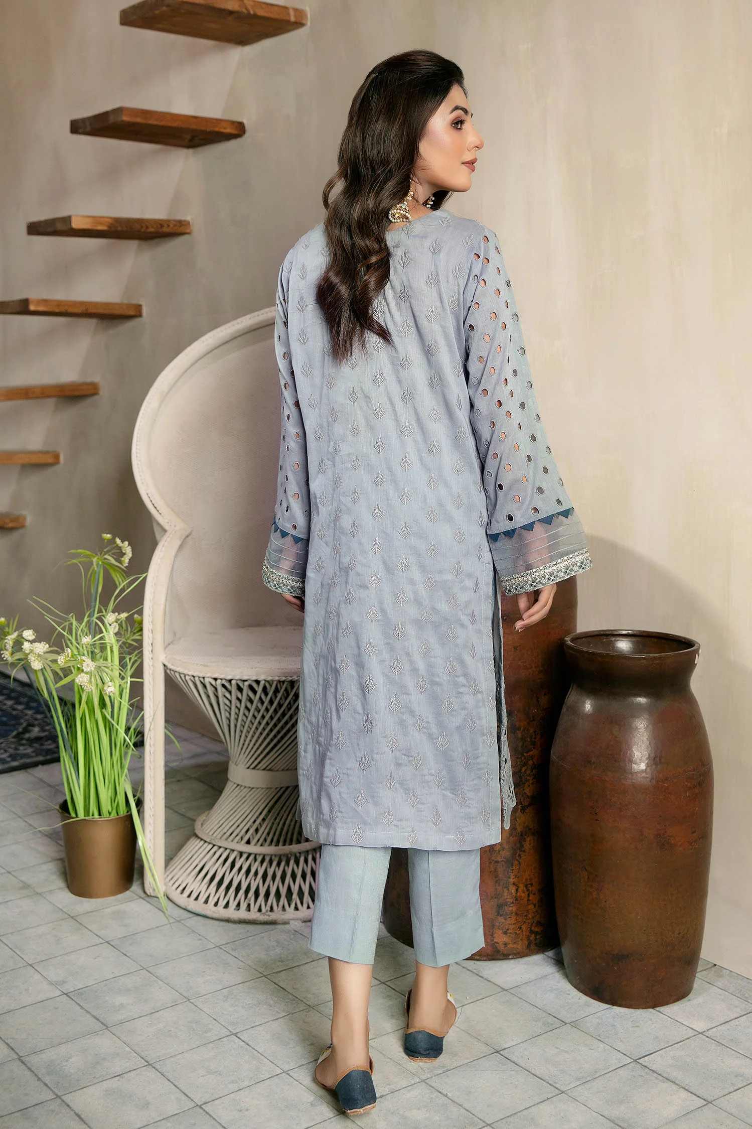 Rout - Schiffli Embroidered Lawn Stitch Kurti - Image 2