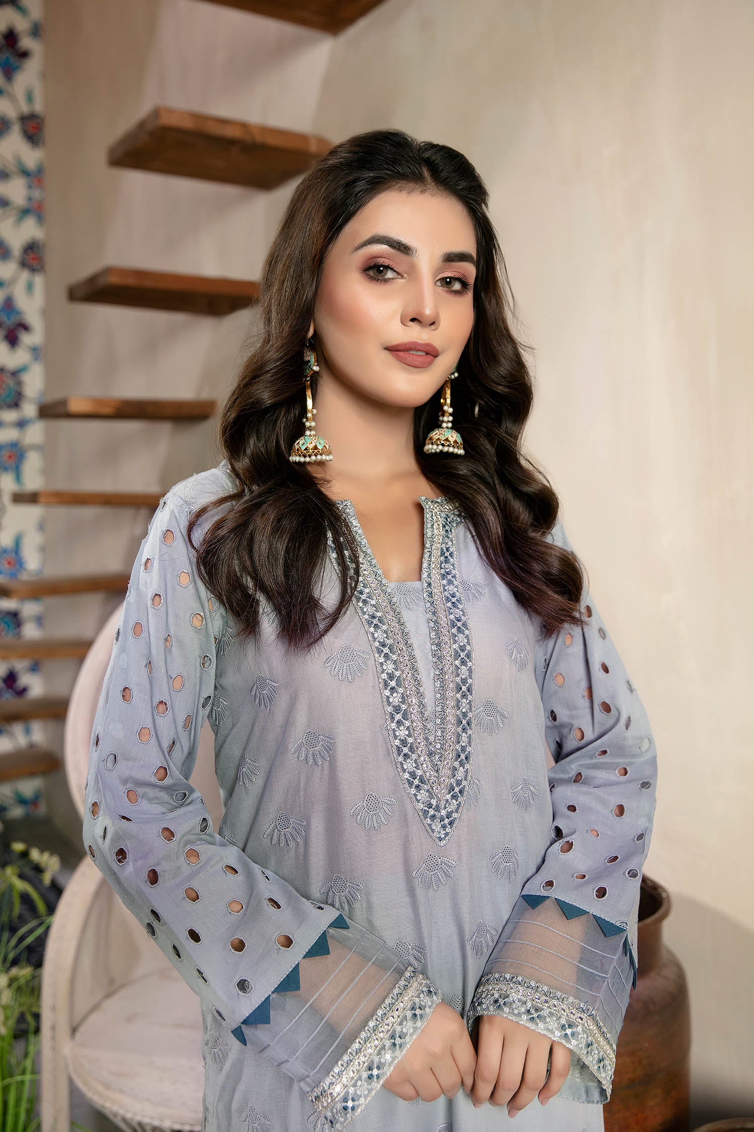 Rout - Schiffli Embroidered Lawn Stitch Kurti - Image 3