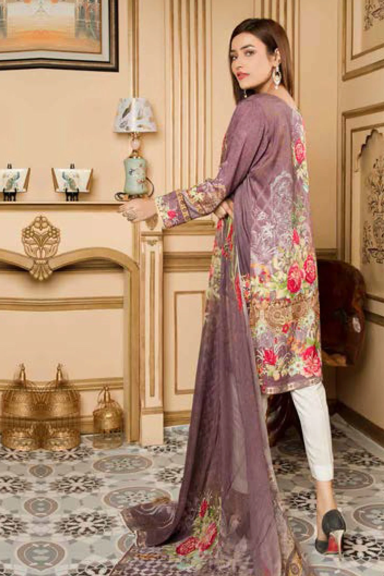 Salmond - Digital Printed and Embroidered Linen 3PC - Image 3