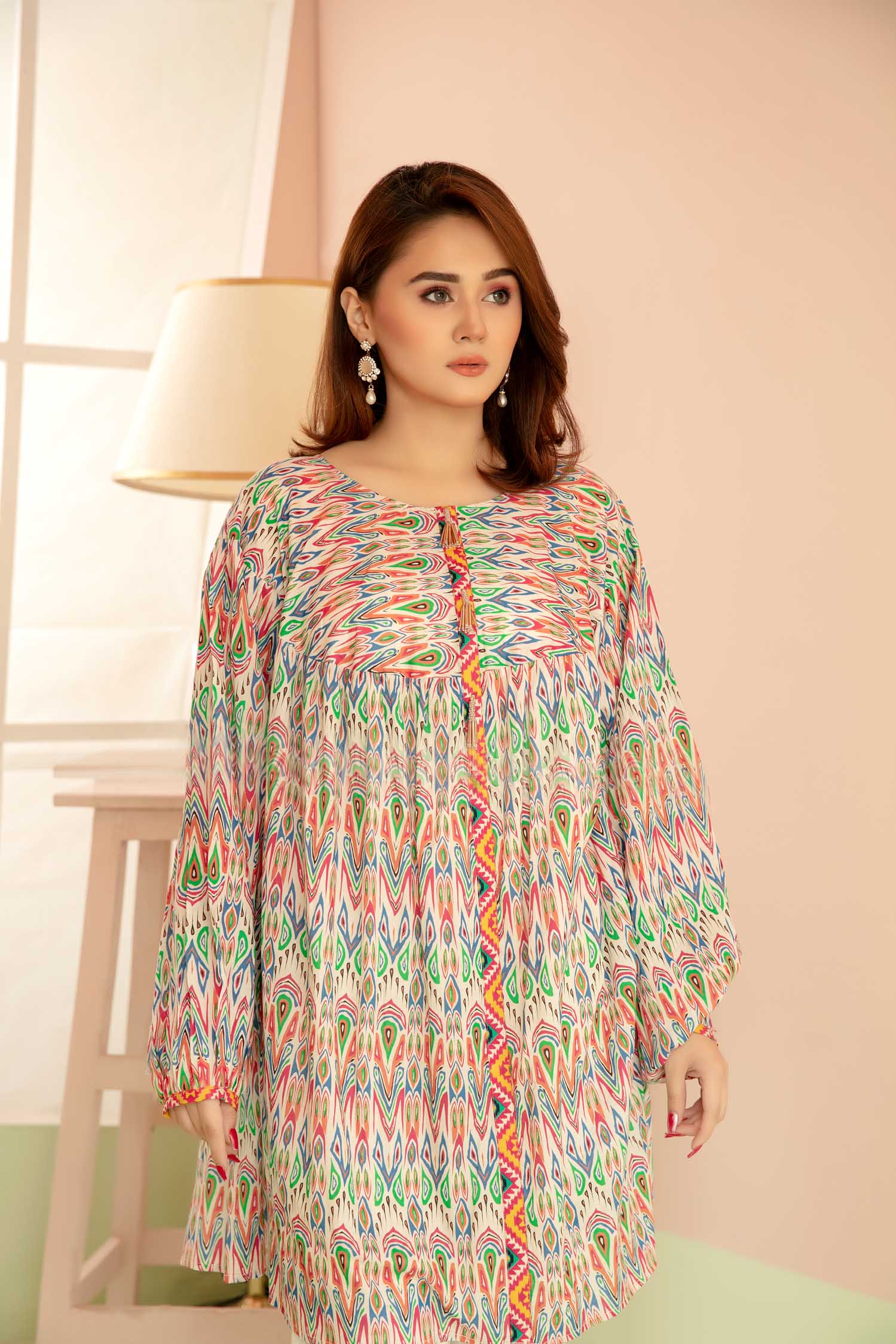 Sambled - Digital Printed Stitched Lawn Kurti - Image 2