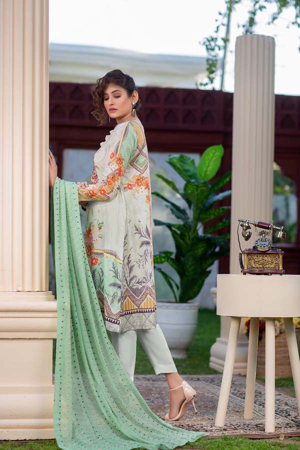 SANVITALIA  – DIGITAL PRINTED LAWN 3 piece (UNSTITCH) - Image 2