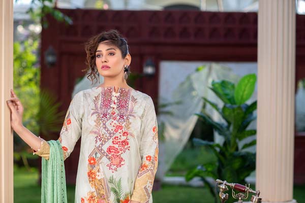 SANVITALIA  – DIGITAL PRINTED LAWN 3 piece (UNSTITCH) - Image 3