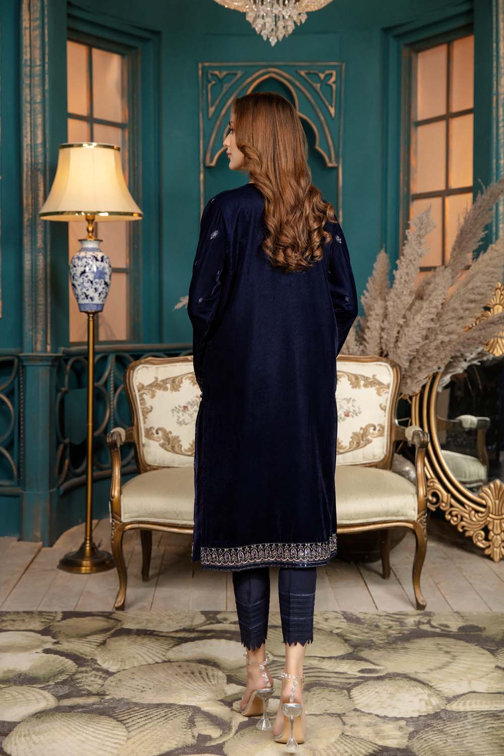 Sarlin - Stitched Embroidered Velvet 2PC - Image 2