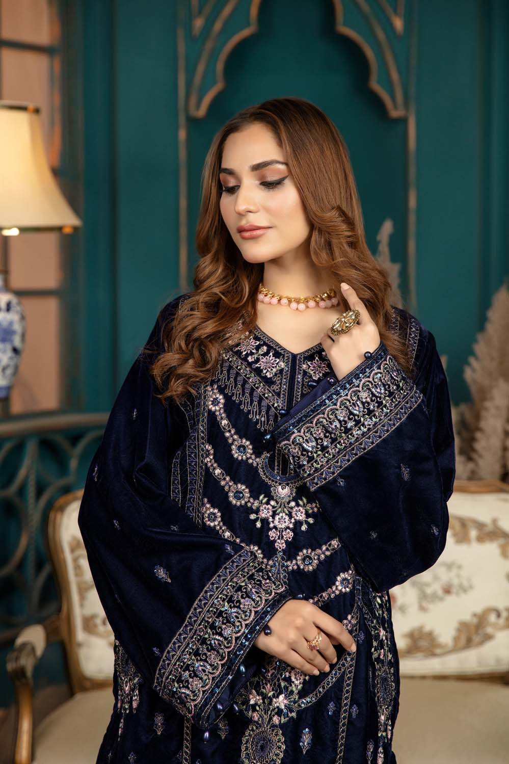 Sarlin - Stitched Embroidered Velvet 2PC - Image 3