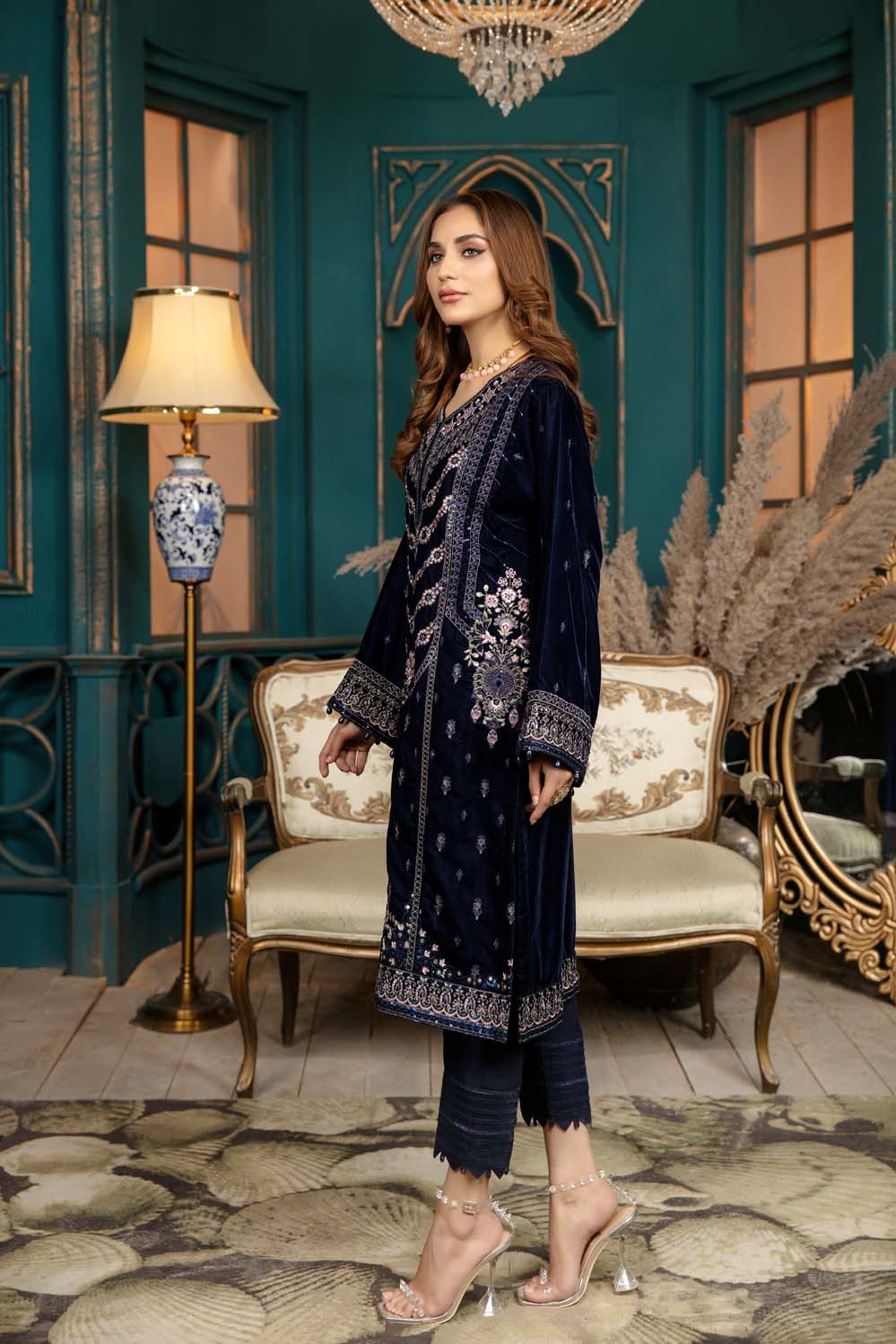 Sarlin - Stitched Embroidered Velvet 2PC - Image 8