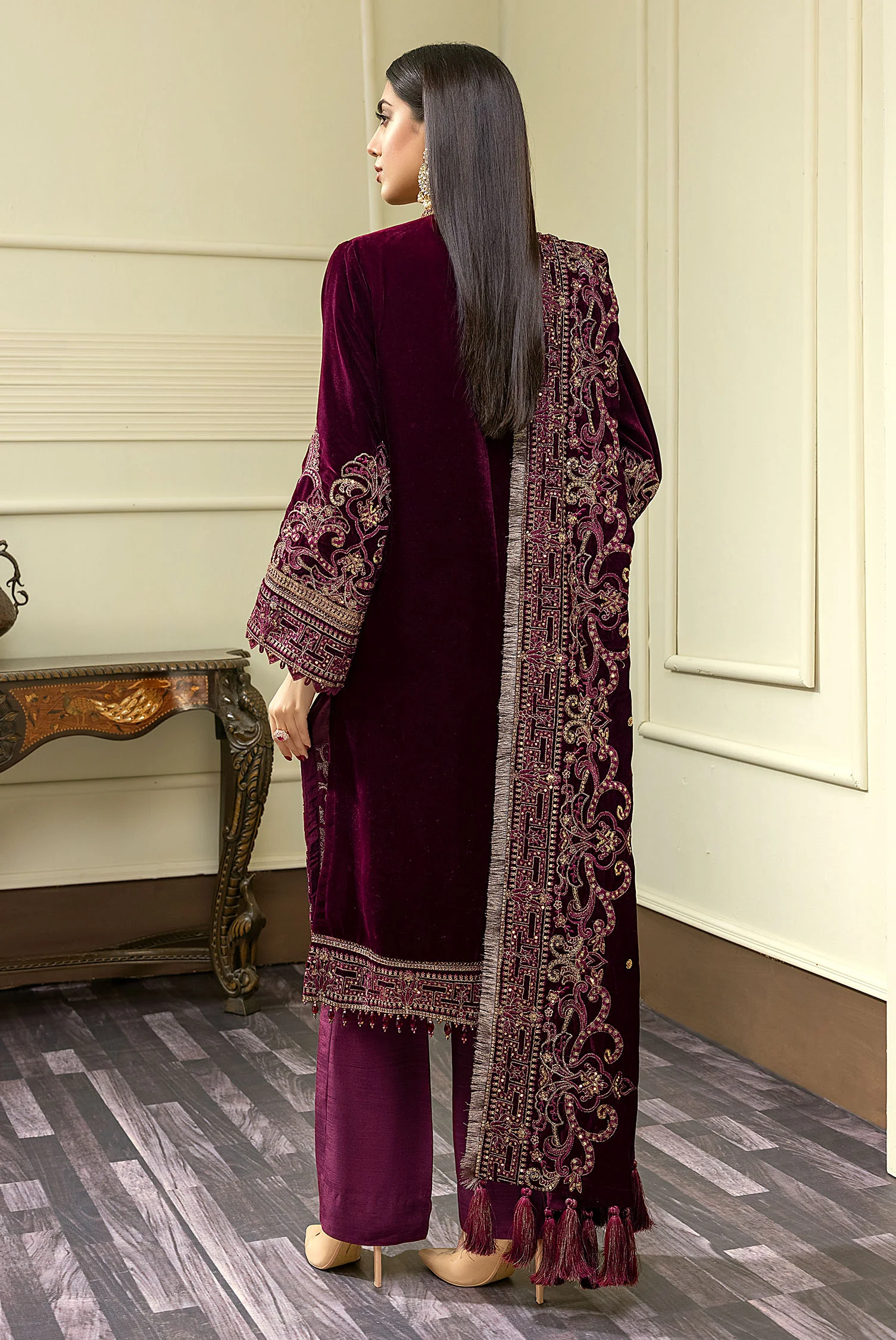 Scabiosa - Embroidered Velvet 3PC - Image 2
