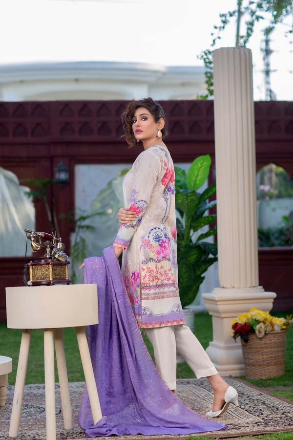 SCARLET SAGE – DIGITAL PRINTED LAWN 3 piece (UNSTITCH) - Image 2