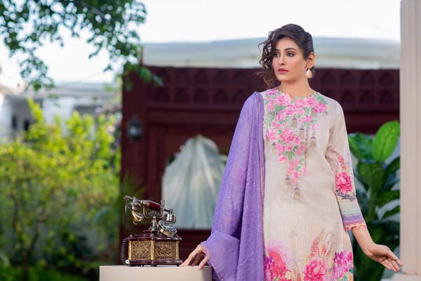 SCARLET SAGE – DIGITAL PRINTED LAWN 3 piece (UNSTITCH) - Image 3