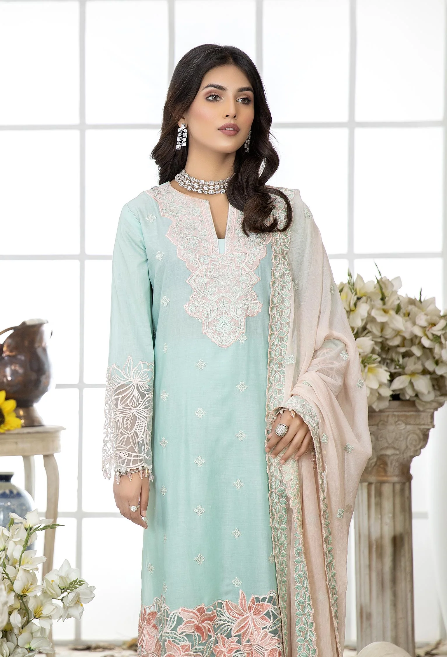 Sea Mist - Embroidered Unstitched Lawn - Image 3