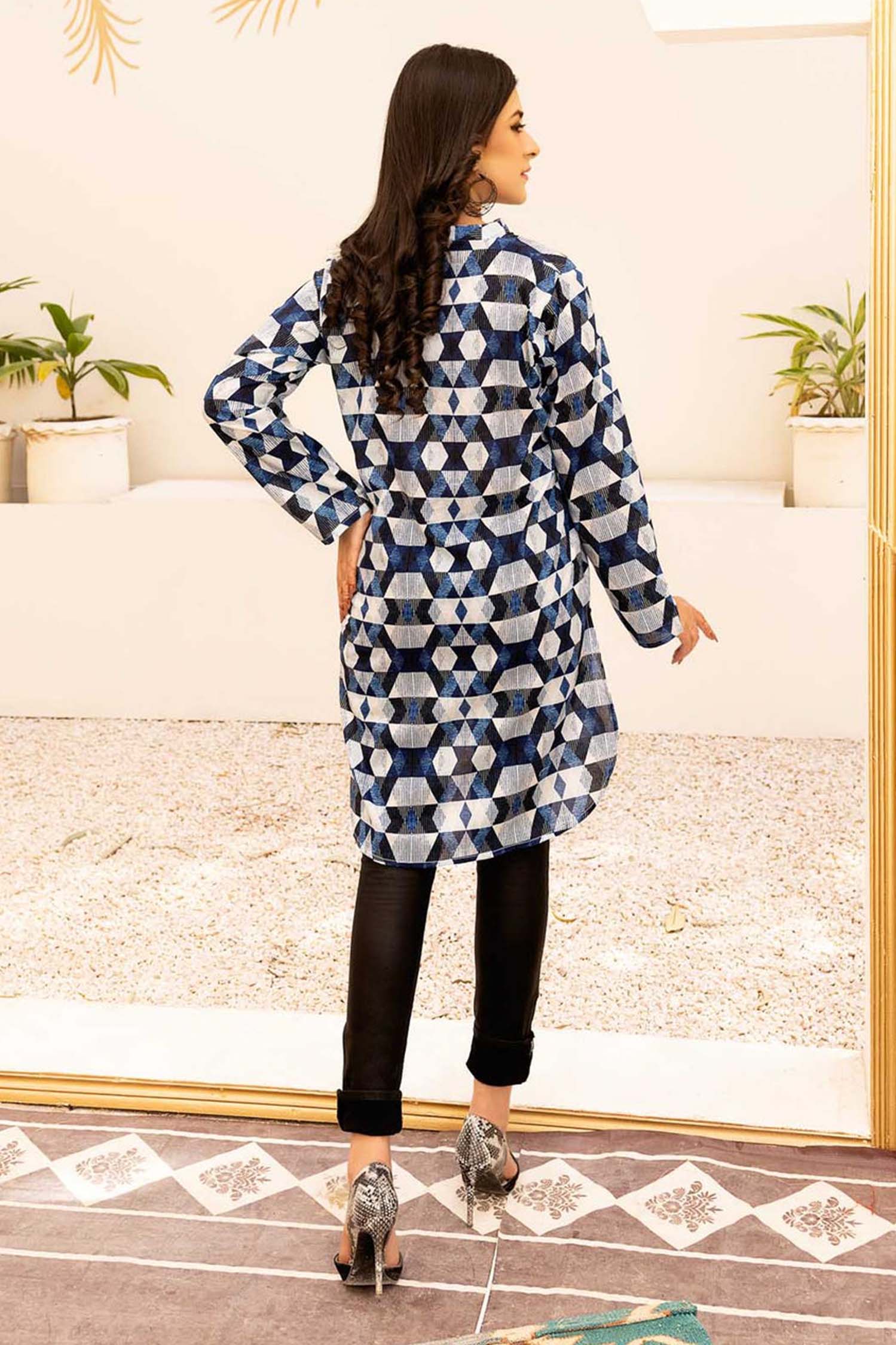 Sea Swirm - Digital Printed Stitched Lawn Kurti - Image 2