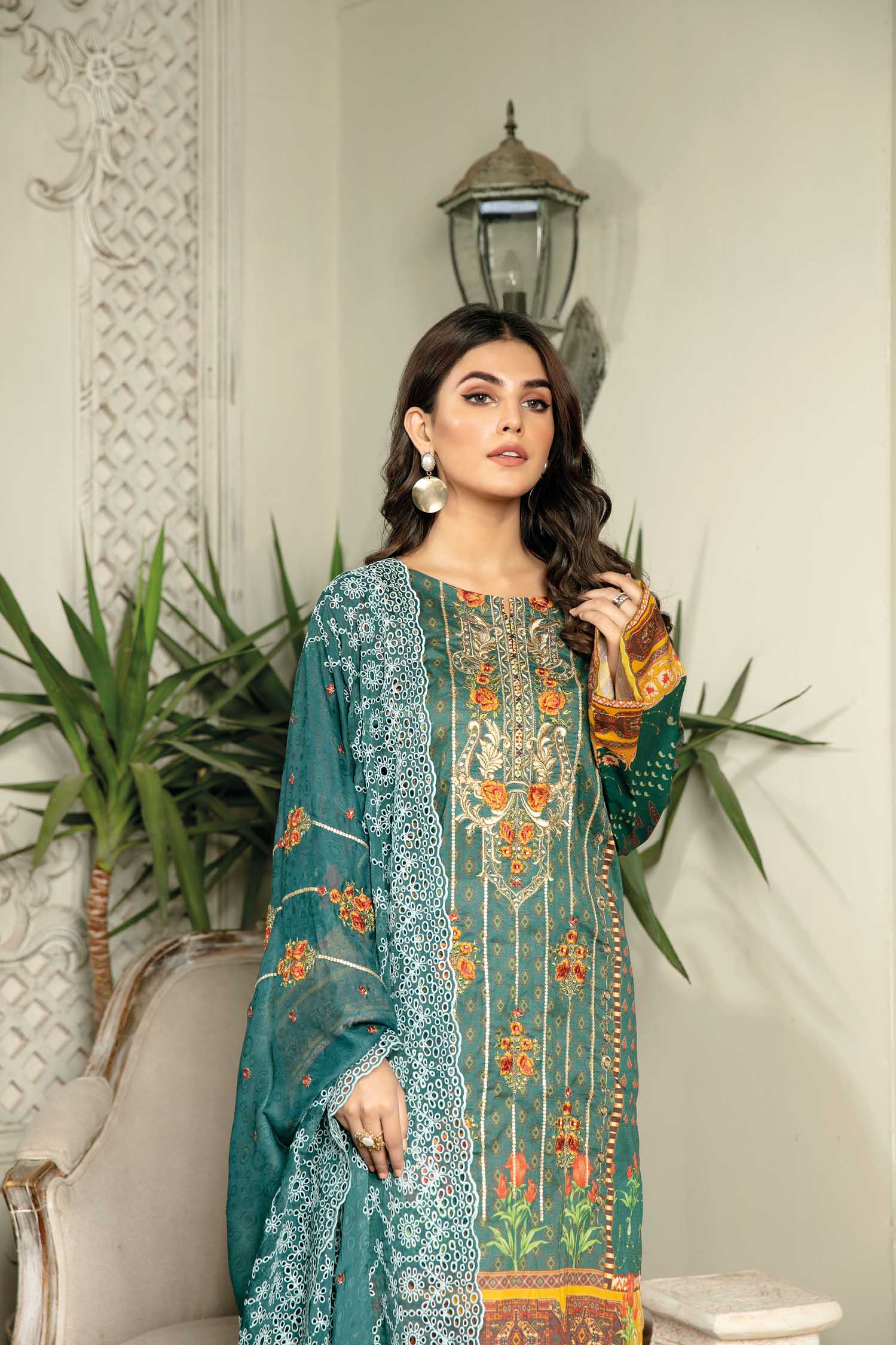Shedal - Digital Printed & Embroidered Lawn 3 piece - Image 3