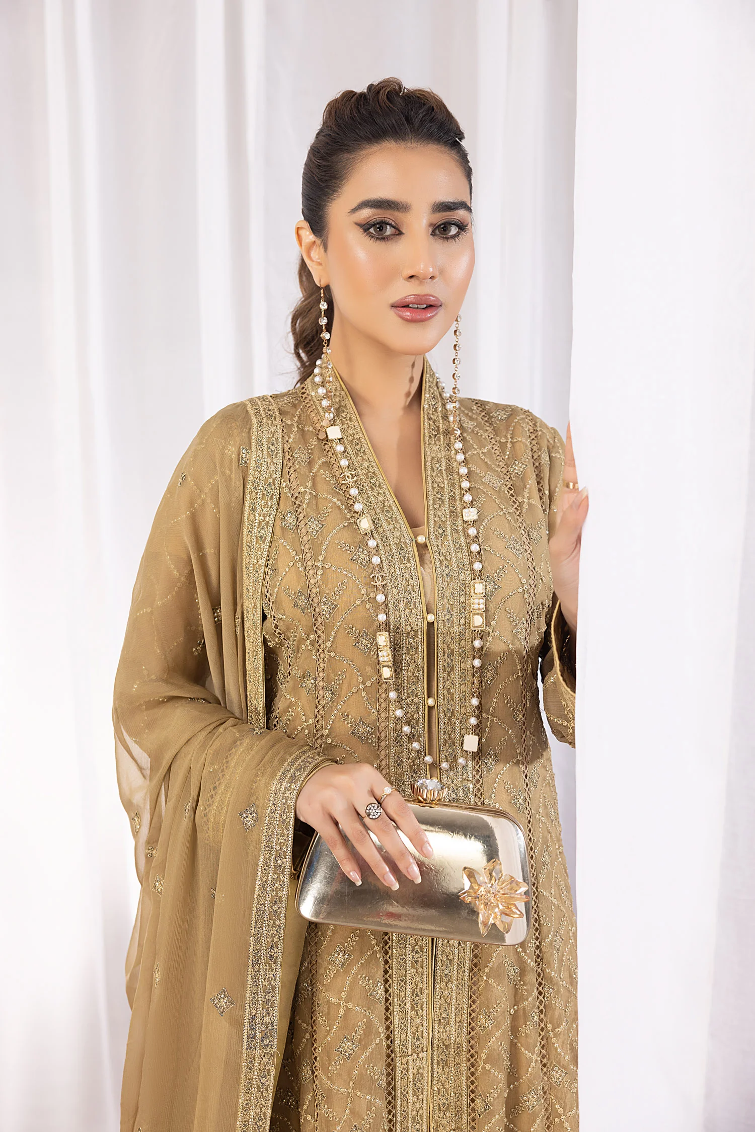 Sierry - Embroidered Chiffon Gown Pret 3PC - Image 5