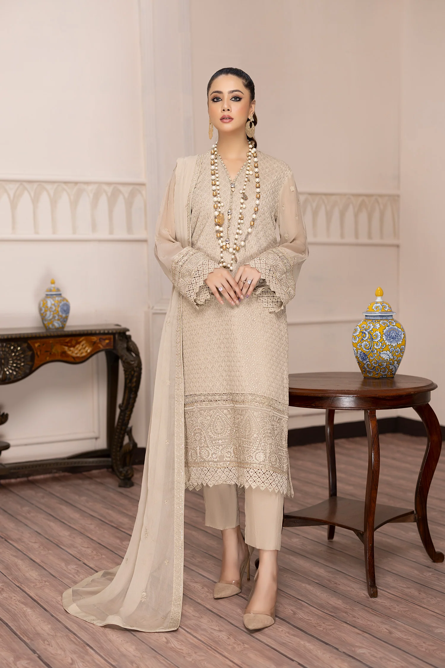 Silky Fawn - Embroidered Chiffon Pret 3PC