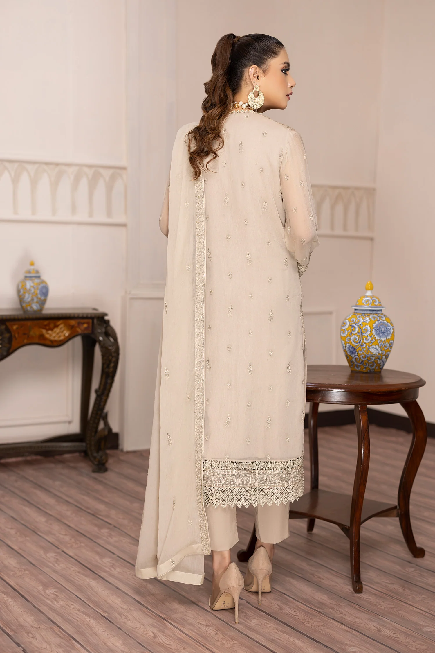 Silky Fawn - Embroidered Chiffon Pret 3PC - Image 3