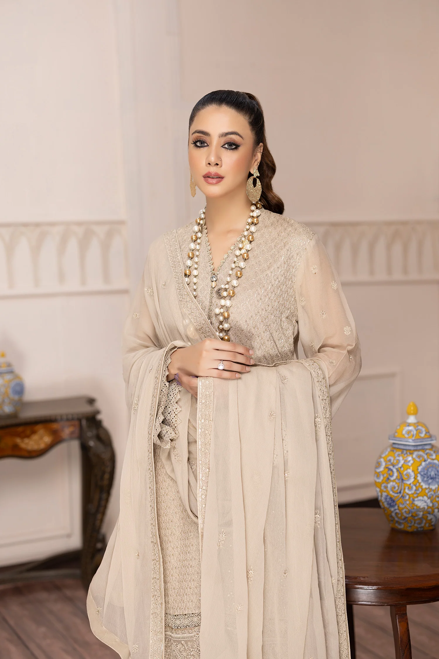 Silky Fawn - Embroidered Chiffon Pret 3PC - Image 4