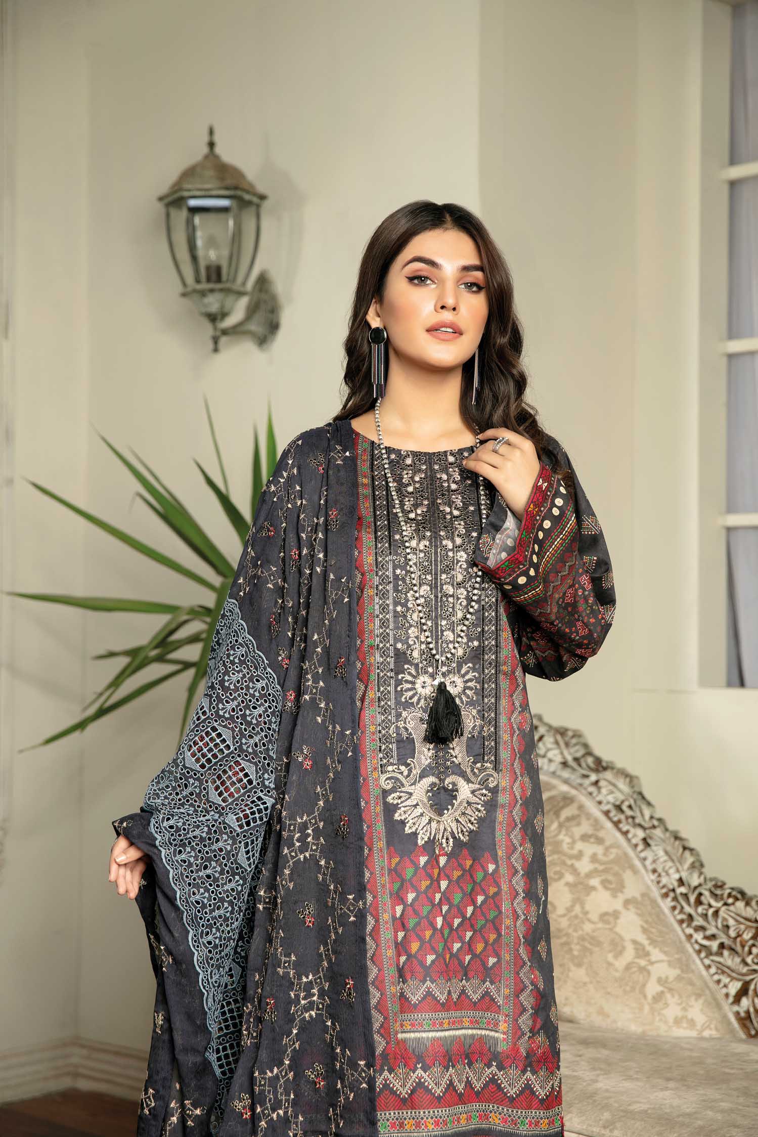 Silver Jent - Digital Printed & Embroidered Lawn 3PC - Image 2