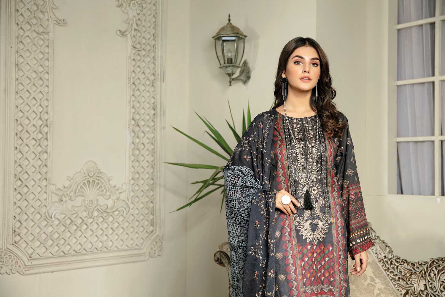 Silver Jent - Digital Printed & Embroidered Lawn 3PC - Image 3