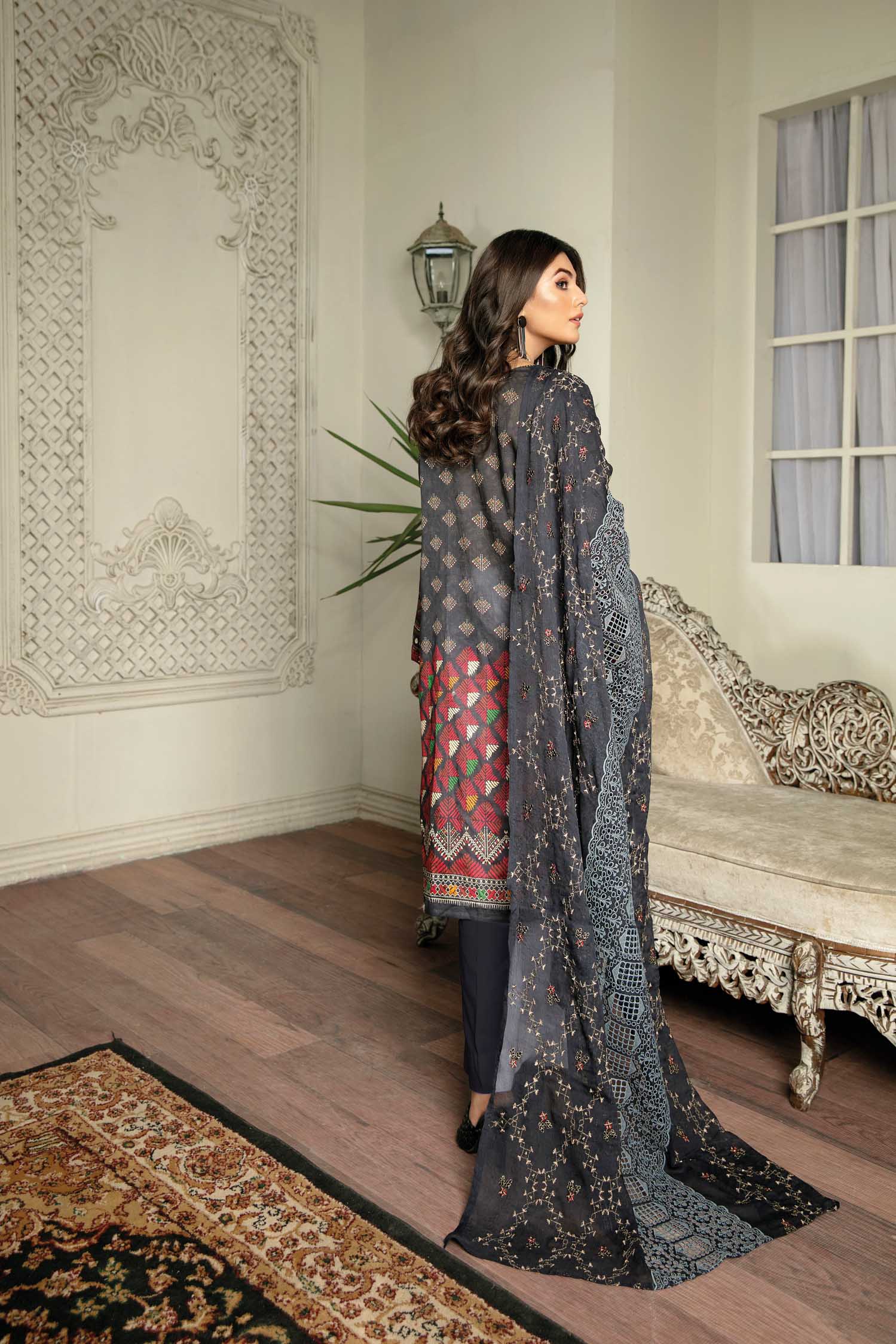 Silver Jent - Digital Printed & Embroidered Lawn 3PC - Image 5